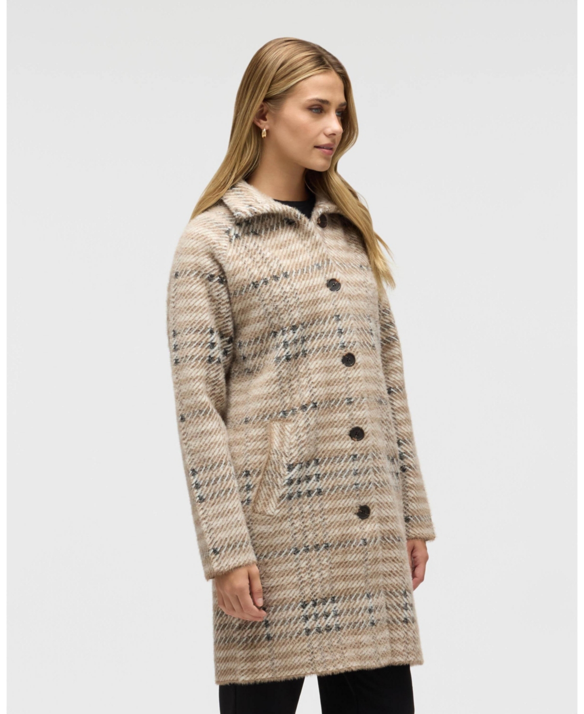 Nvlt Women's Knee Length Patterned Eyelash Coatigan