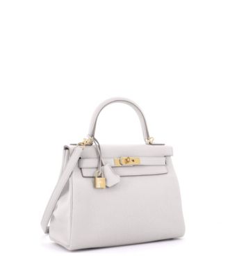 Pre-Owned Hermes Kelly 28 Handbag Light Togo with Gold Hardware