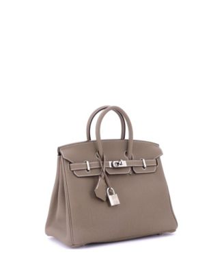 Pre-Owned Hermes Birkin 25 Handbag Grey Togo with Palladium Hardware
