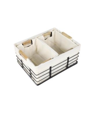 Callan Vintage Industrial Handmade Set of 3 Wire Metal Nesting Storage Baskets with Wood Handles