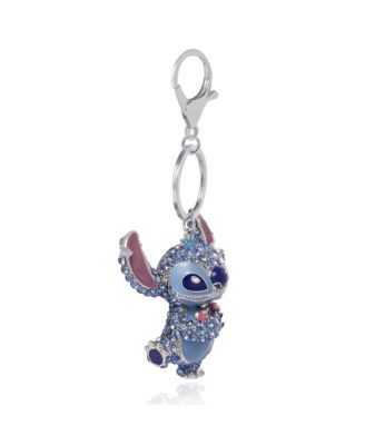 Stitch Keychain Official License, Multicolored Pave Crystal Stitch Heart Charm Keychain, Disney Bag Charm