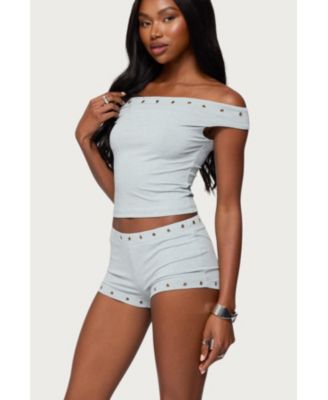 Womens Neriah Grommet Off Shoulder Top