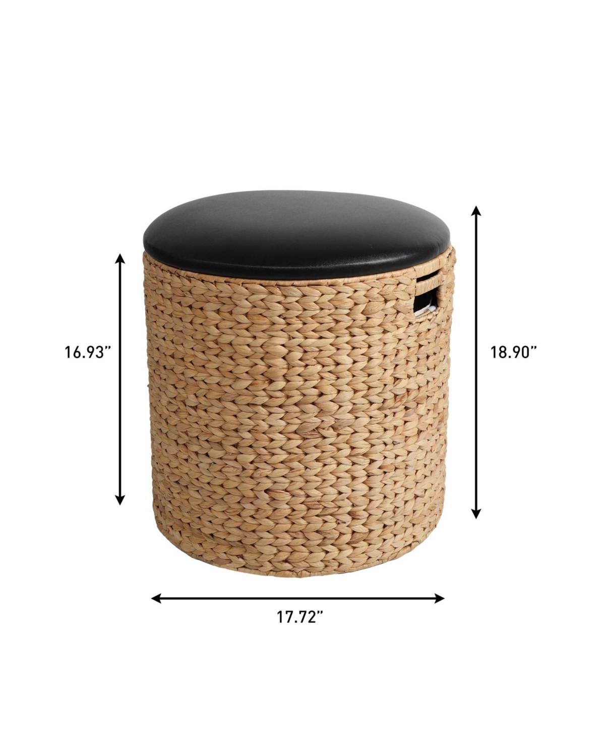 Happimess Josie Modern Coastal Hand-Woven Hyacinth Storage Ottoman with Lid