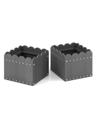 2 Pack Square Planter Box Weather-Resistant HDPE Flower Pot Garden Bed