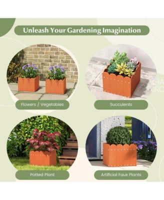 2 Pack Square Planter Box Weather-Resistant HDPE Flower Pot Garden Bed
