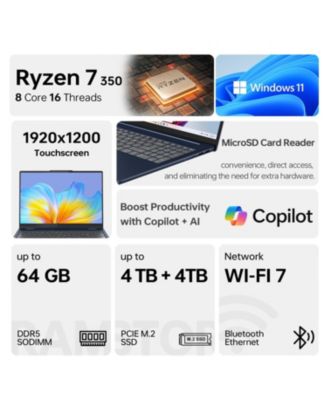 IdeaPad Slim 5 16" Premium Traditional Laptop AMD Ryzen AI 7 350 16GB RAM AMD Radeon Graphics 512GB SSD Storage Windows 11 Home FHD+ 60Hz