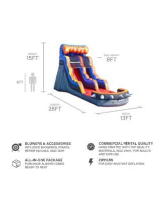 Rocker Commercial Grade Inflatable Water Slide with Splash Pool & Blower, Kids and Adults, Outdoor Backyard Water Park, Indoor Use, Summer Fun, Blow Up Inflatable, Wet Dry Slide