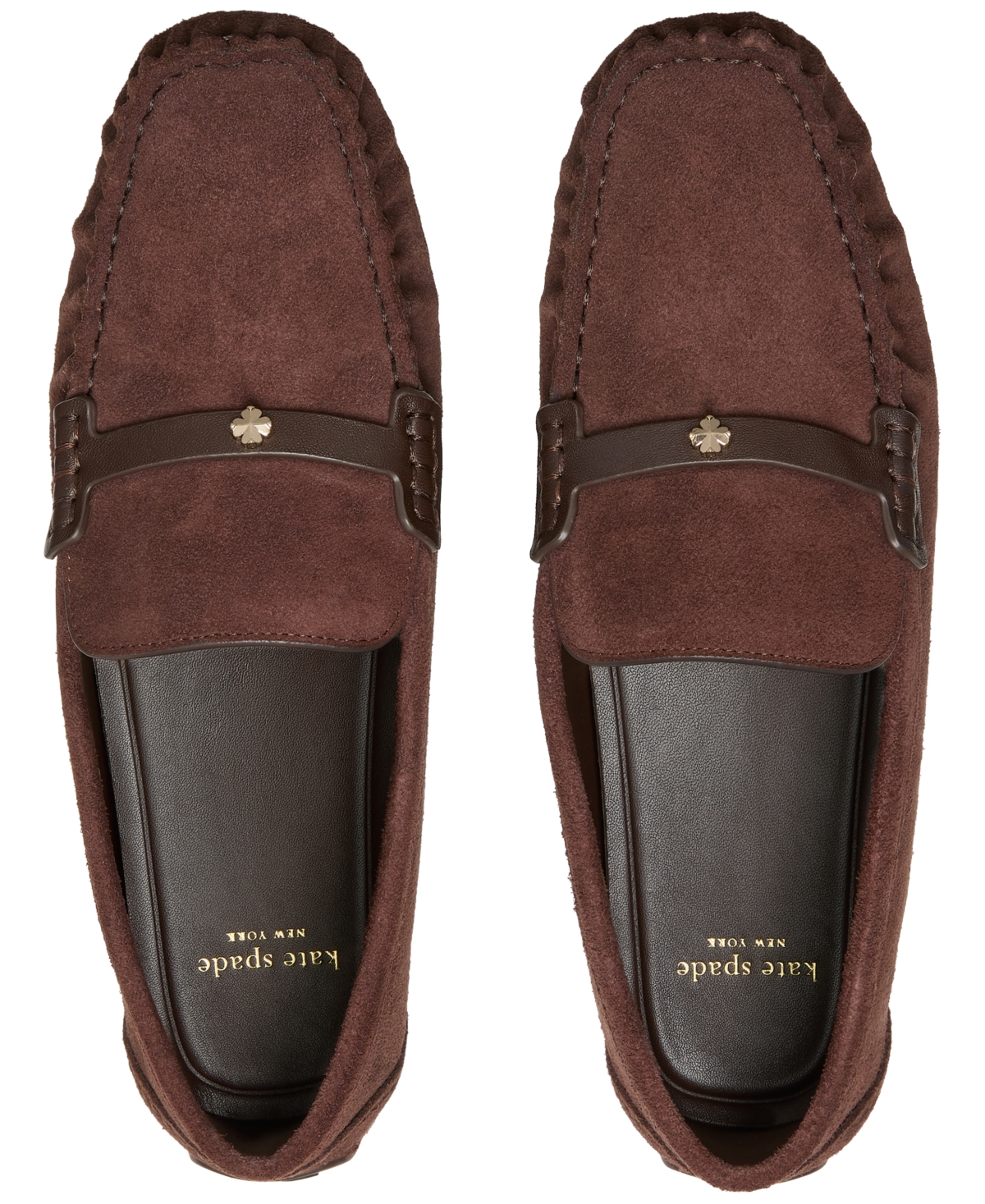 Kate Spade Women's Flower Stud Round Toe Moccasin Loafers In Brown