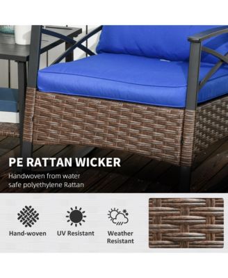 3pc Rocking Chair Set w/ Cushions, Wicker Bistro Set,