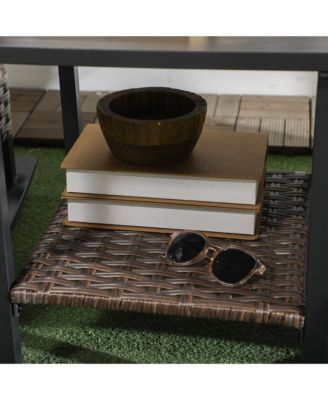 3pc Rocking Chair Set w/ Cushions, Wicker Bistro Set, Dark