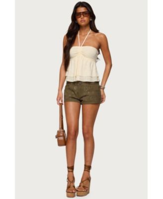 Womens Eartha Studded Micro Shorts