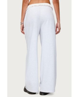 Womens Tamia Peekaboo Ruffle Lace Sweatpants