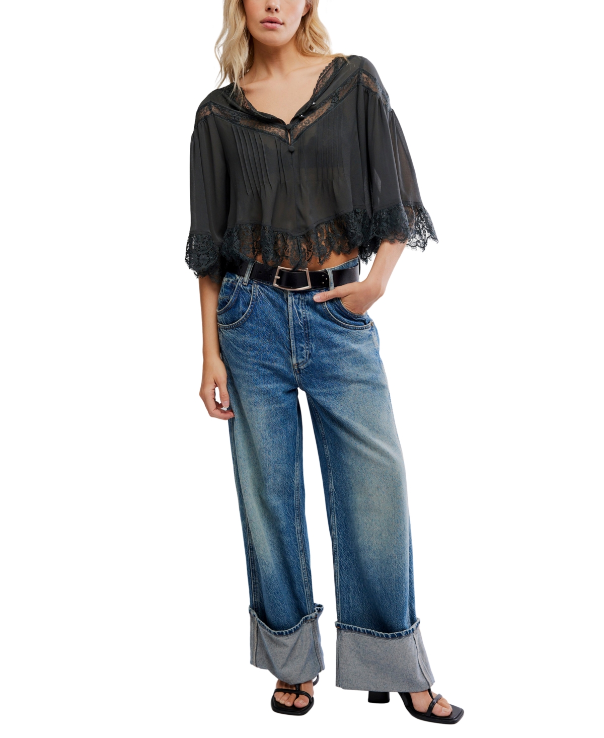 Free People Women's Bali Midnight Rain V-Neck Top