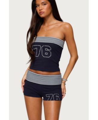 Women's 76 Stripey Fold Over Tube Top
