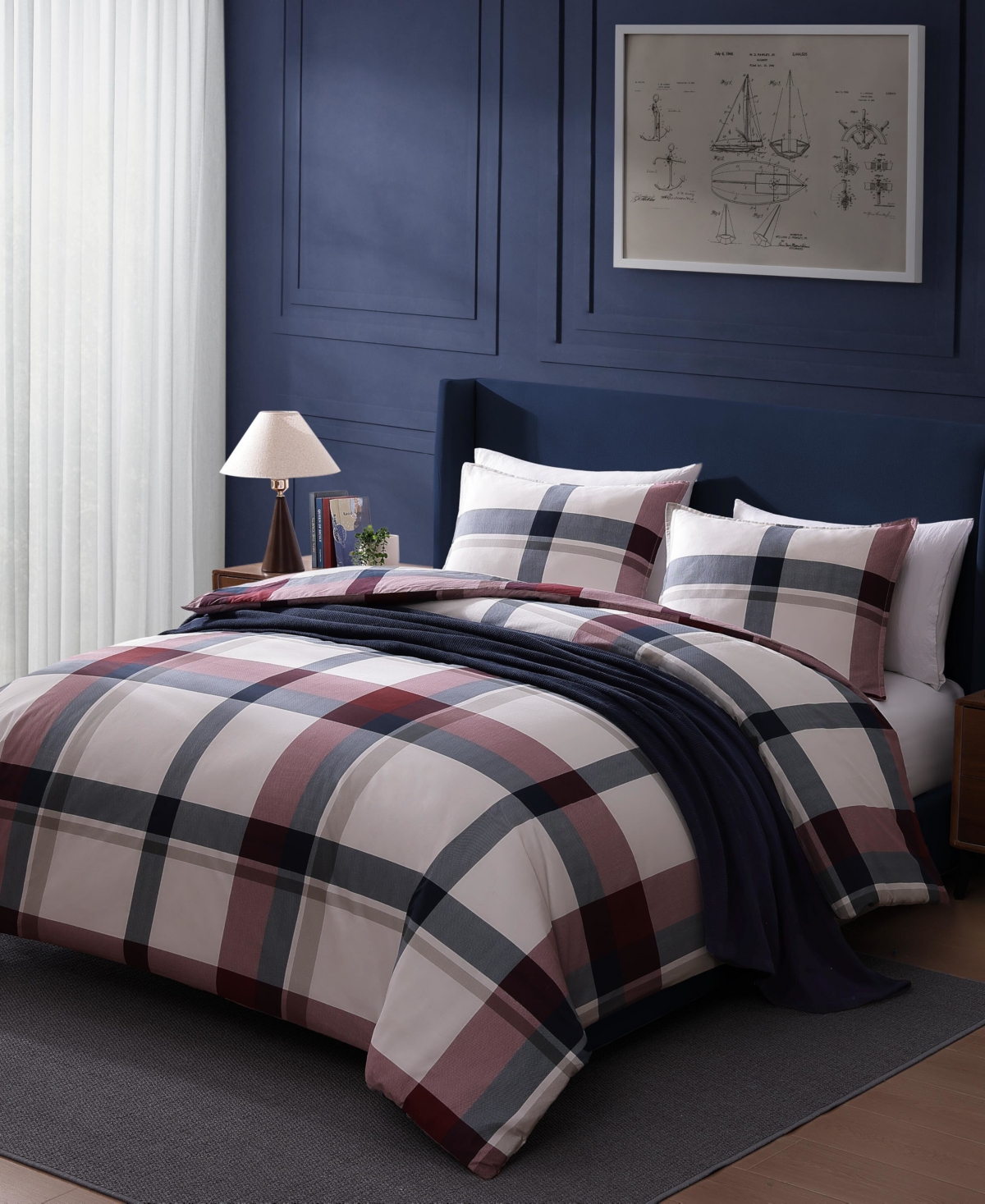 Tommy Hilfiger Prospect Park Plaid Cotton 3-pc. Duvet Cover Set, Full/queen In Blue