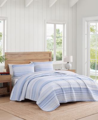 Tommy Hilfiger Bold Stripe Textured Cotton Reversible Quilt Set