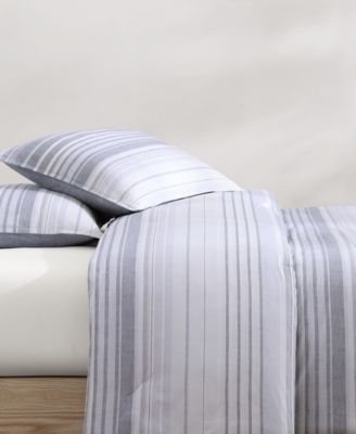 Bold Stripe Textured Cotton 3-Pc. Duvet Cover Set, King