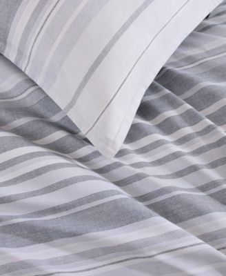 Bold Stripe Textured Cotton 3-Pc. Duvet Cover Set, Full/Queen
