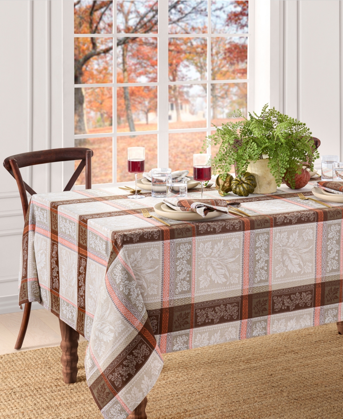 Elrene Windswept Harvest Jacquard Cotton Tablecloth, 60" X 120" In Multi