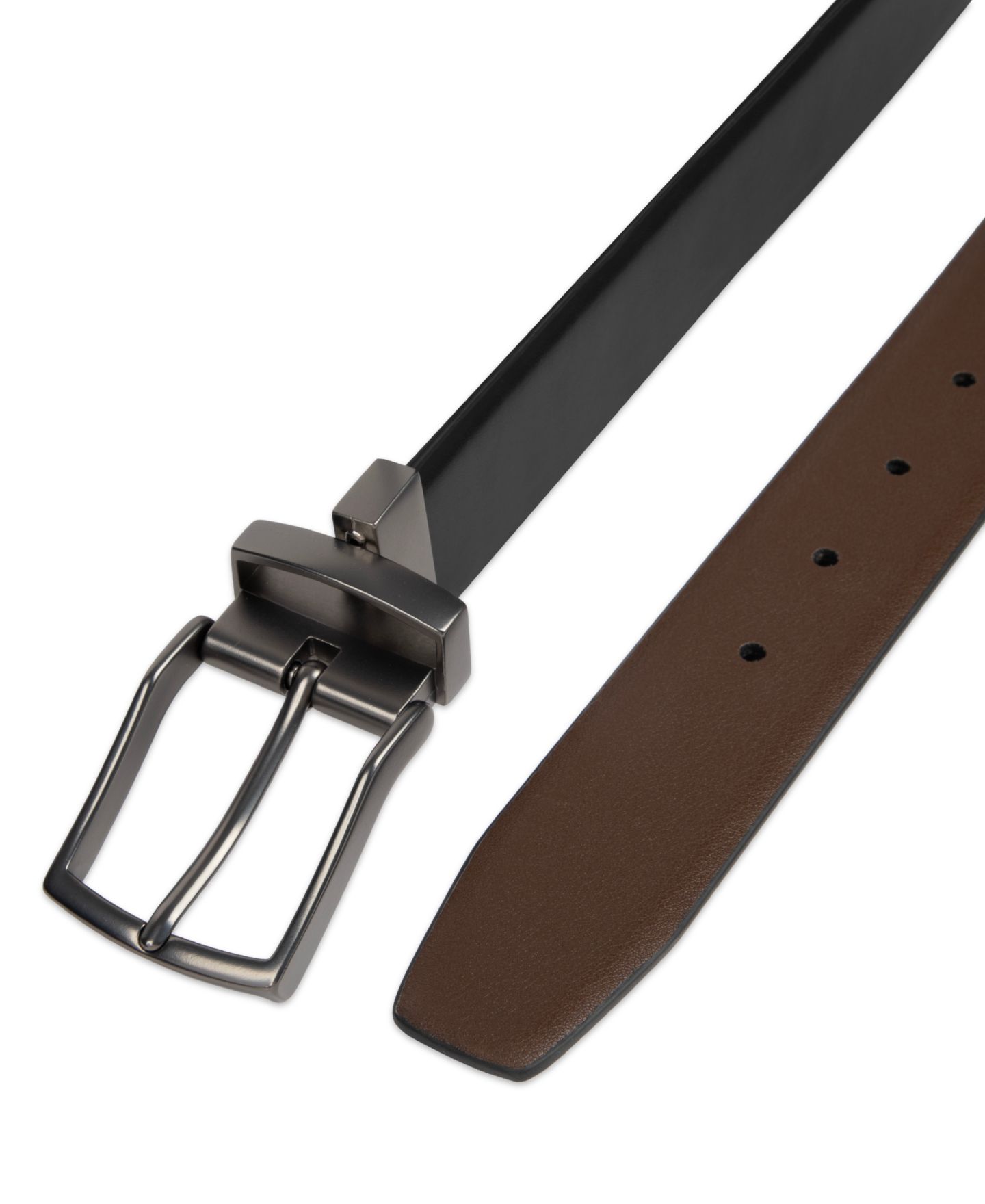 Мужской ремень Alfani 2-In-1 Reversible Leather Dress Belt, цвет: Чёрный / Коричневый — фото 6
