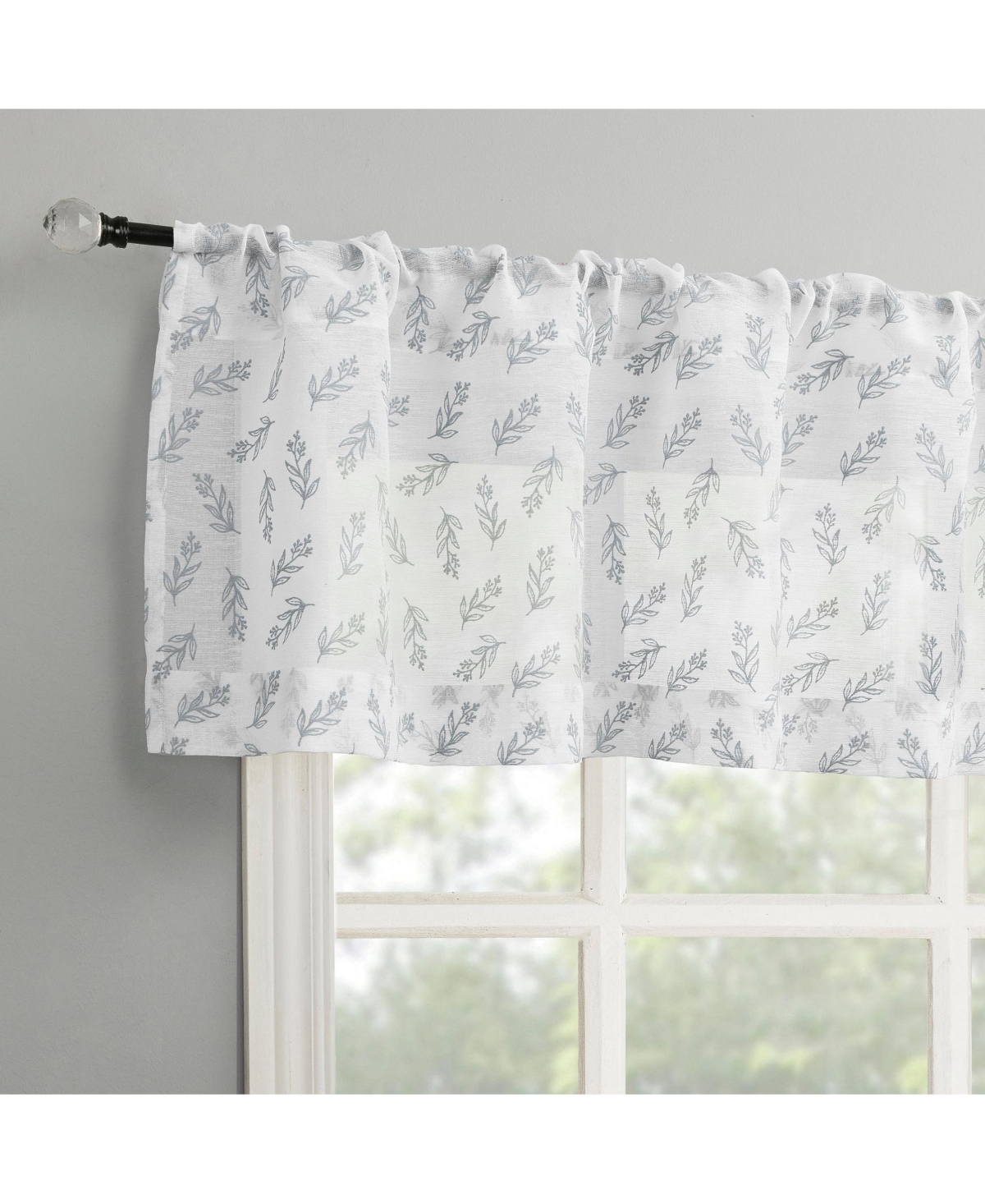 No. 918 Hollis Floral Leaf Sheer Rod Pocket Kitchen Curtain Valance