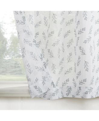 Hollis Floral Leaf Sheer Rod Pocket Kitchen Curtain Tier Pair