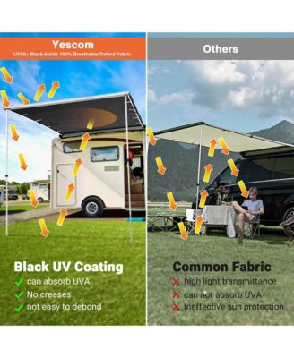 6.6x8.4 Ft Vehicle Awning with Eagle Side Wall Roof Rack Pull-Out Sun Shade Camp