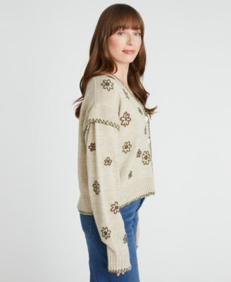 Women's Long Sleeve Floral Cardigan