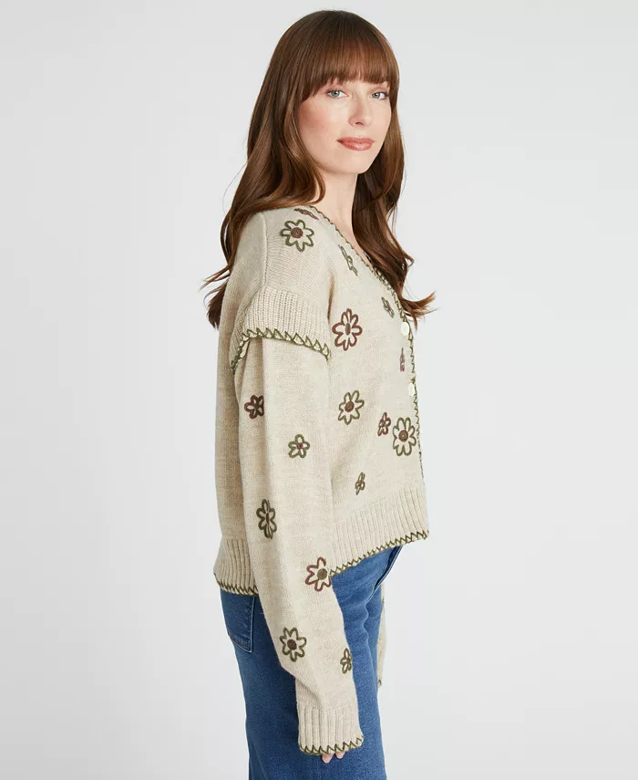 Women's Long Sleeve Floral Cardigan - thumbnail 2