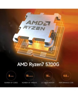 Prebuilt Home & Gaming PC - Ryzen 7 5700G APU, Integrated Graphics, 16GB RAM, 1TB SSD, Win 11 Home - For Casual Gamers & Creators