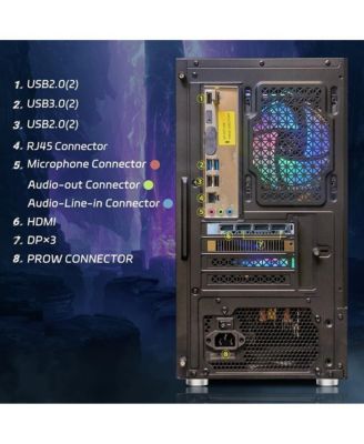 Gaming PC Desktop - Intel Core i5 , Radeon RX 590 8GB, 16GB RAM, 1TB SSD, 600M WiFi, Bluetooth 5.0, RGB BT Sound Bar, Windows 10 Home