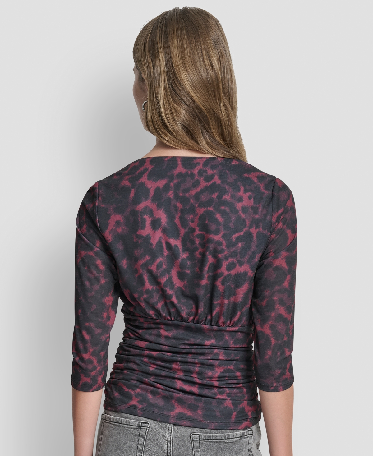 Dkny Ruched Knit Zip-up Top In Black