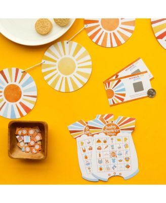 Here Comes The Son Garland Banner, 15 Feet of Cord, 15 Paper Sunburst Shapes