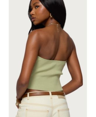 Womens Bead Cut Out Strapless Knit Top