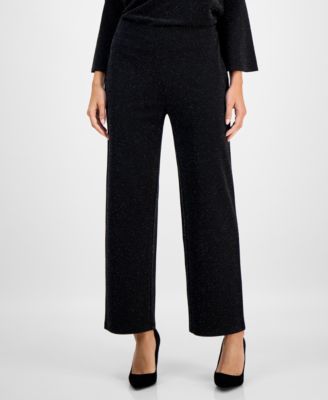 Petite Pull-On Mid-Rise Wide-Leg Shimmer Pants