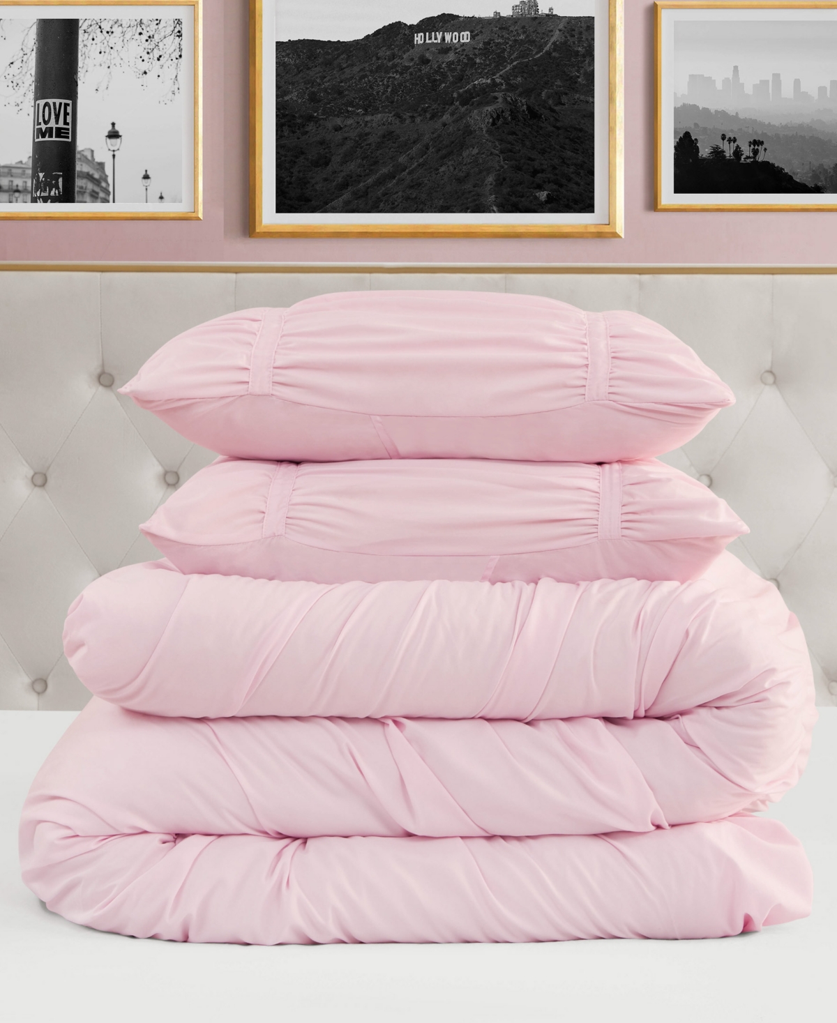 Juicy Couture Ribbon Ruched 3-pc. Comforter Set, Full/queen In Pink