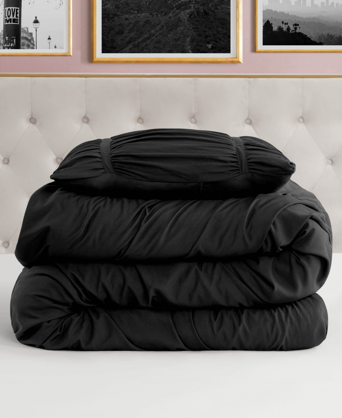 Juicy Couture Ribbon Ruched 2-pc. Comforter Set, Twin/twin Xl In Black