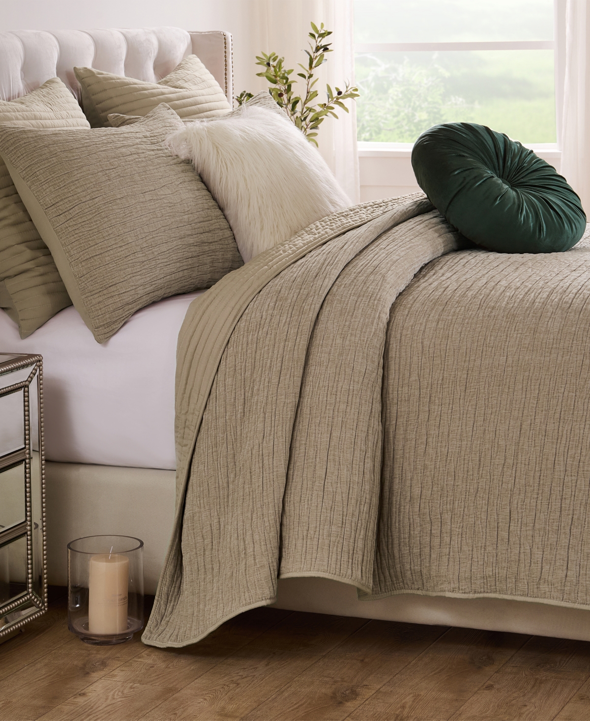 Greenland Home Fashions Velvet Crush Textured 2-pc. Quilt Set, Twin In Sand