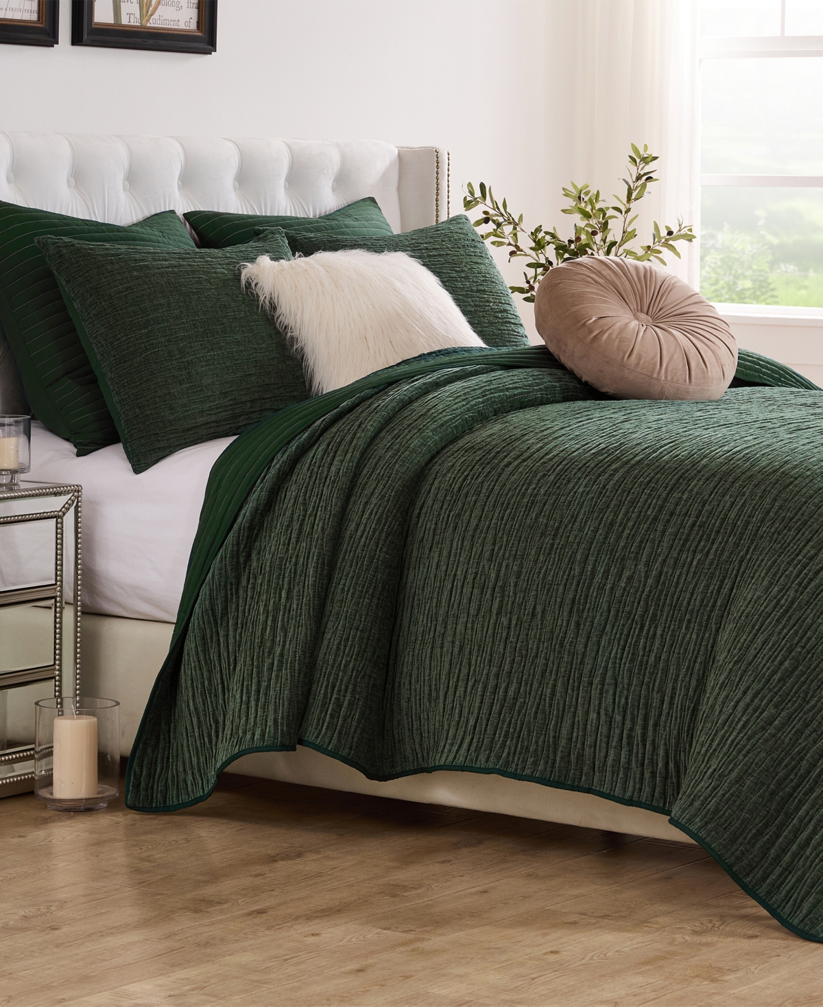 Greenland Home Fashions Velvet Crush Textured 2-pc. Quilt Set, Twin In Green
