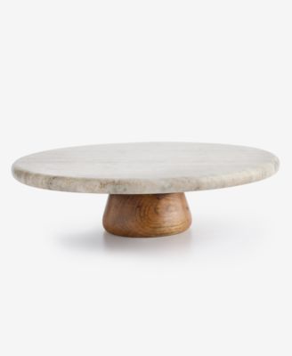 Oake - Marble Wood-Base Cake Stand