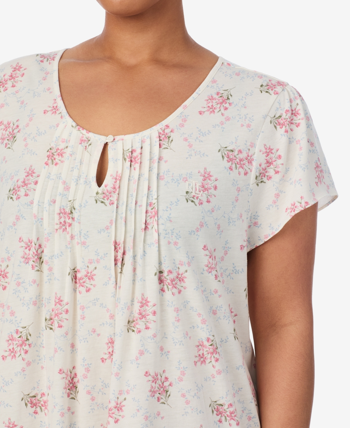 Ralph Lauren Plus Size Flutter Sleeves Ballet Nightgown In White