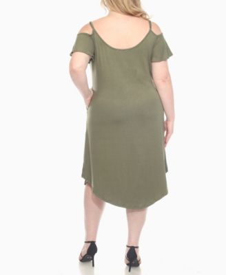 Plus Size Casual Scoop Neck Flutter Sleeve Knee Length Dress