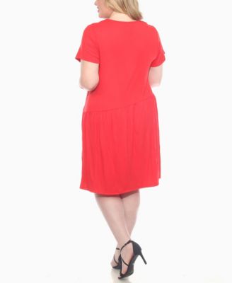 Plus Size Asymmetrical Waist and Short Sleeve Swing Dress