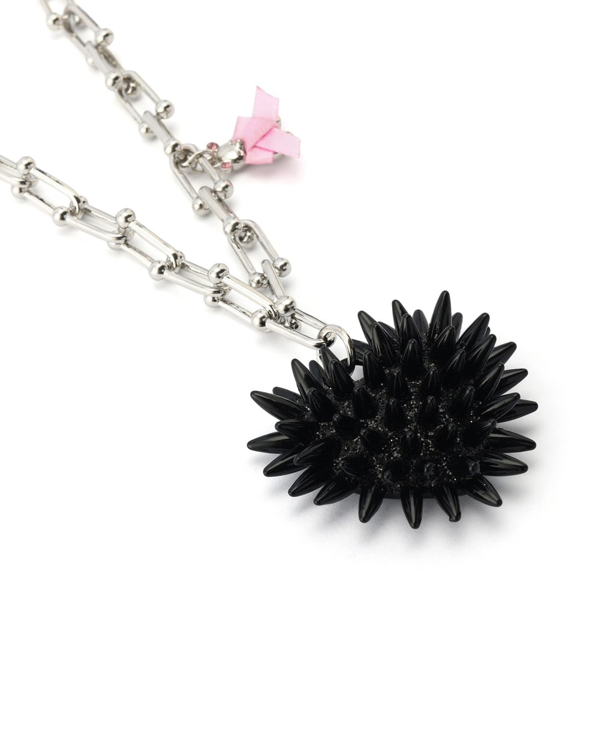 Betsey Johnson Faux Stone Spiky Heart Pendant Necklace In Black
