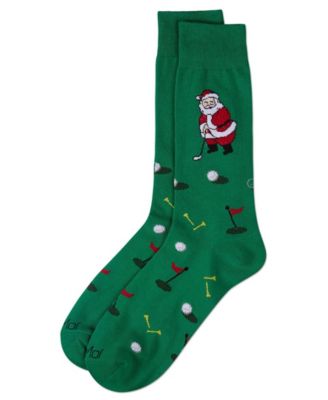 Men's Golfer Santa Holiday Crew Socks
