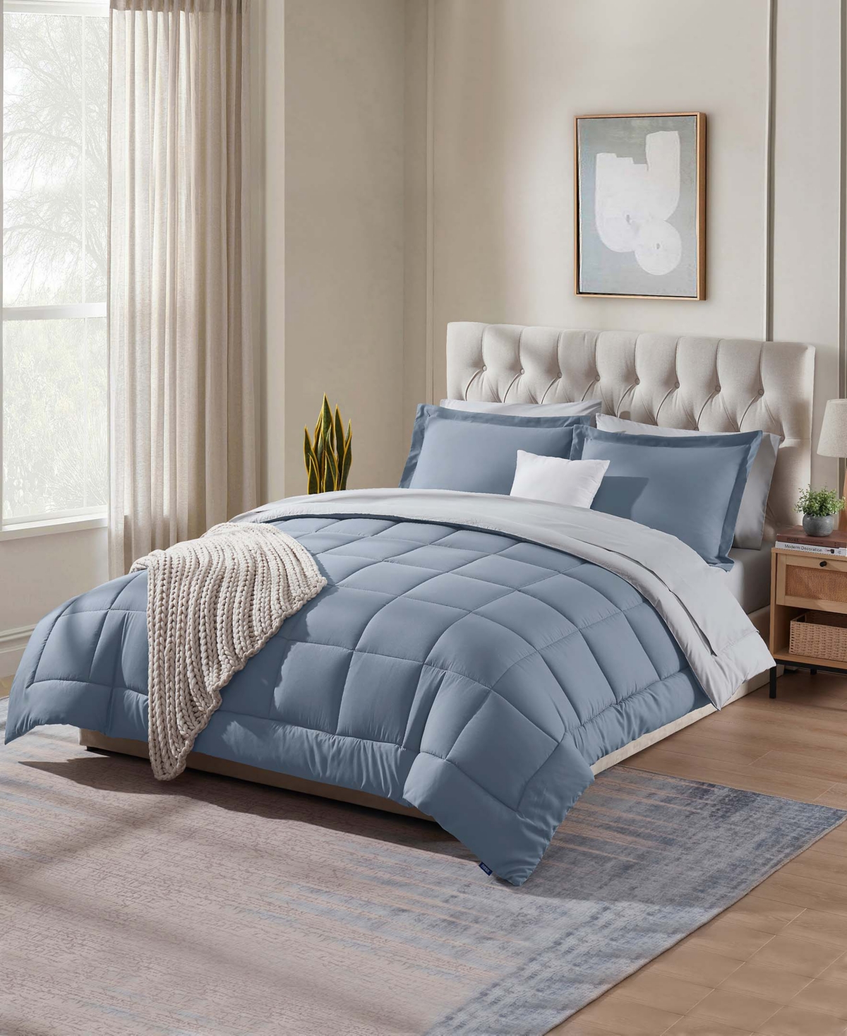 Nestl Luxury Soft Reversible 7-pc. Comforter Set, King In Blue