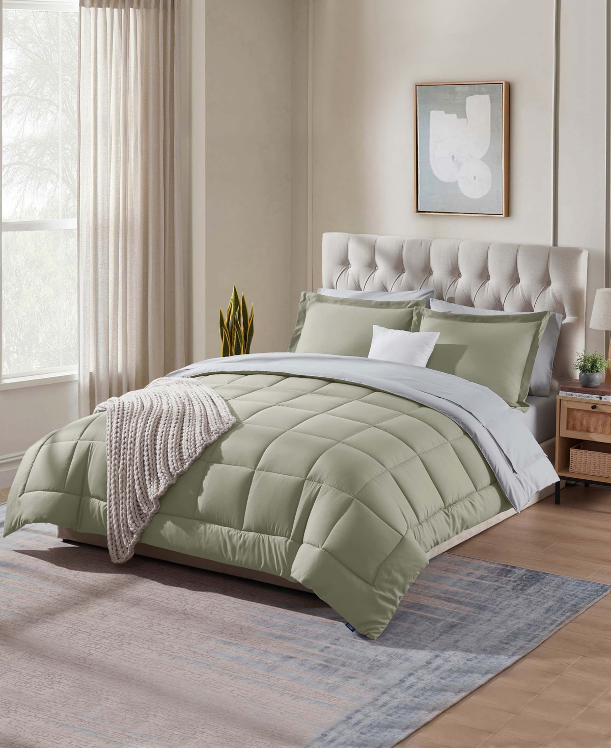 Nestl Luxury Soft Reversible 7-pc. Comforter Set, King In Green