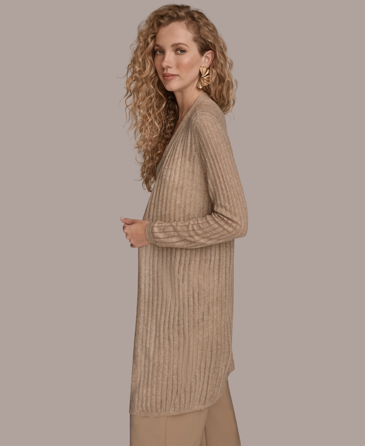 Donna Karan New York Women's Open V-Neck Long Sleeve Cardigan