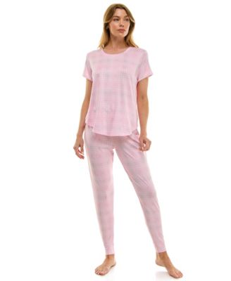 Printed Short Sleeve Top & Jogger Pajama Set
