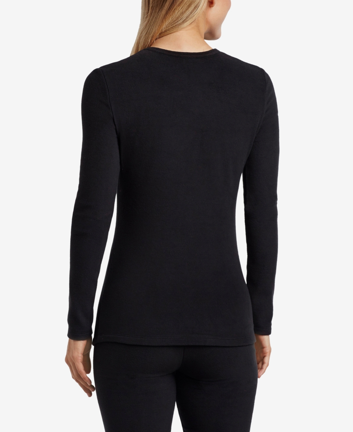 Cuddl Duds Petite Climatesmart Crewneck Top In Black